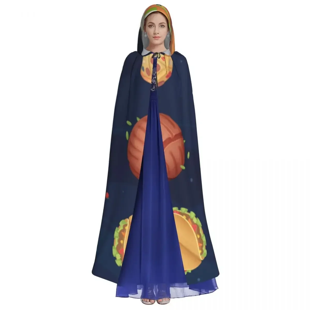 Long Cape Sweets Fast Food Burger Pizza Sushi Hooded Coat Autumn Hoodies