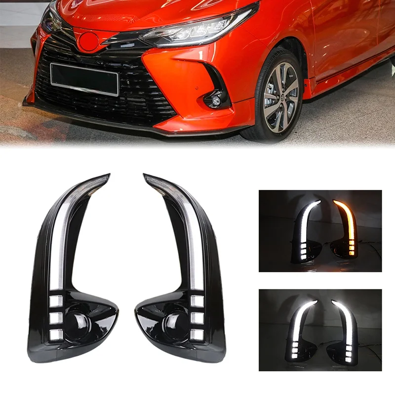 2pcs for Toyota Vios Yaris 2021 European American Edition Car LED Daytime Running Light DRL Headlight Waterproof Car Accessories