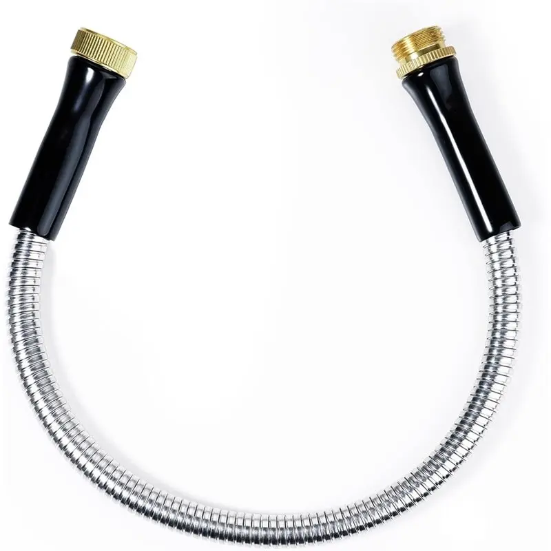 ABMR-Short Garden Tuyau de raccordement en acier inoxydable 304 robuste de 2 pieds x 5/8 pouces pour dévidoir de tuyau et robinet