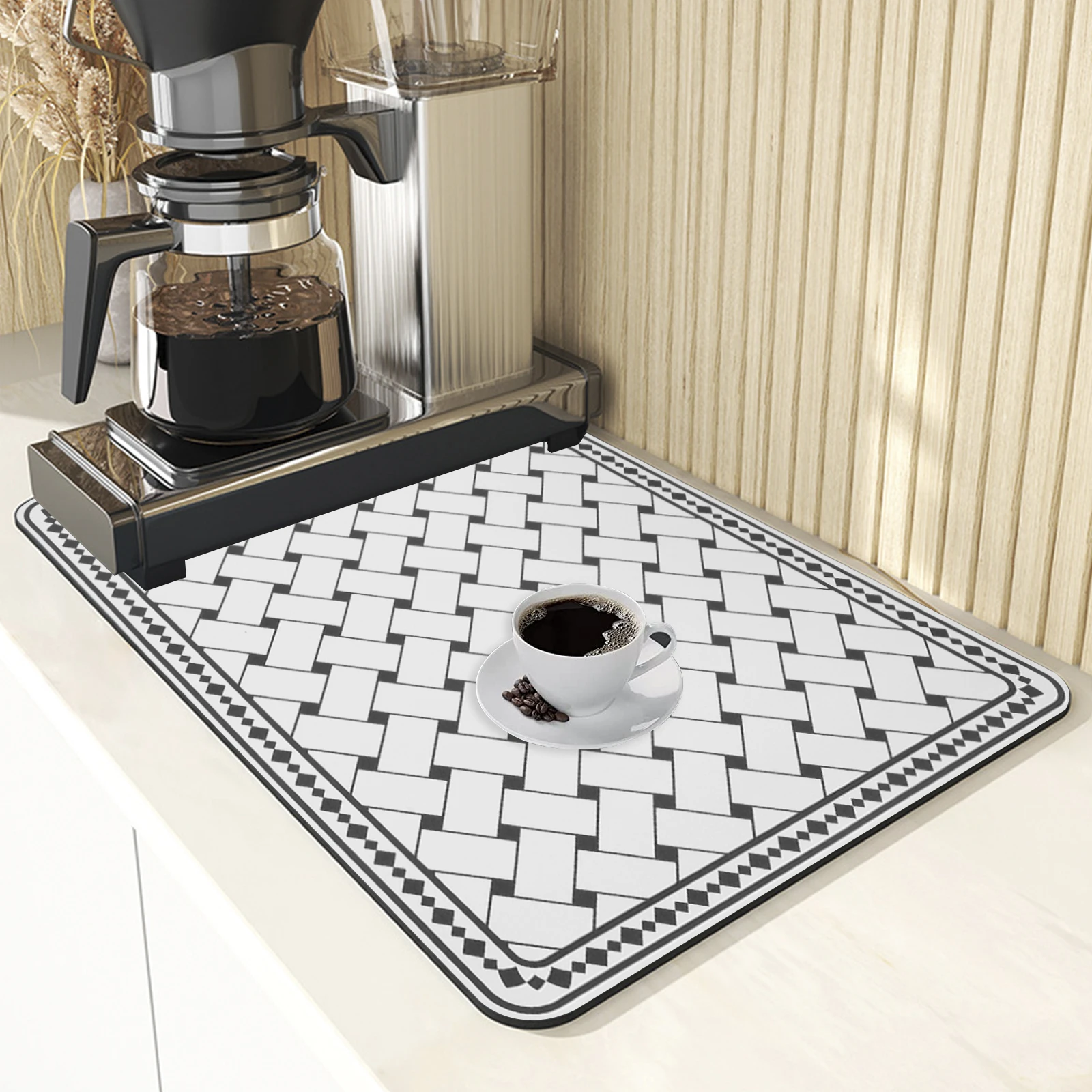 

2pcs Non-slip Coffee Machine Mat Fast Drying Pad Placemat Bar Coffee Mat 3 Layer Quick Absorbent Dish Drying Mat Kitchen Gadgets