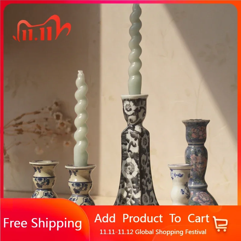 

Beautiful Exquisite Candle Holder Ceramic Living Room Exquisite Candlestick Nordic Banquet Kerzenhalter Home Decorations CY50CS