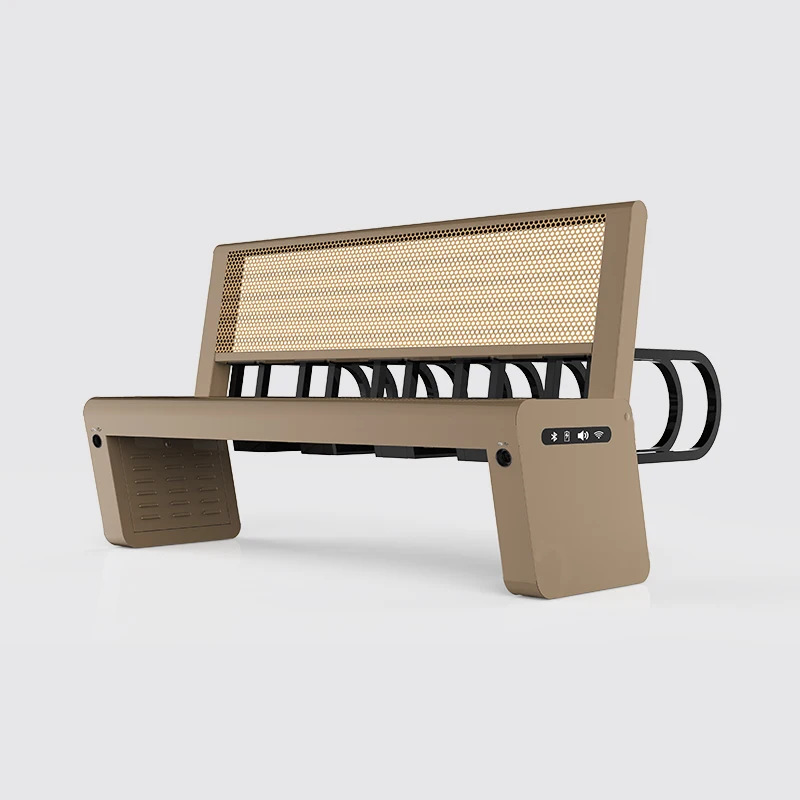 

Solar Powered Charging Wireless Smart Bench, High-quality Garden Chair with Wi Fi Bluetooth Player.