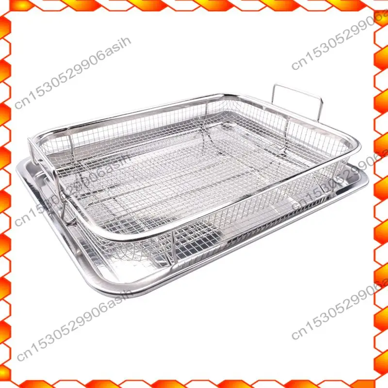 -AT52 Luchtfriteusemand voor oven Roestvrijstalen scherperbak en pan 2-delige set, bakvorm Perfect voor de grill
