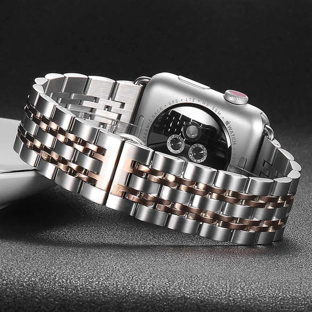 Ремешок для Apple Watch, ремешок 45 мм/41 мм, 44 мм, 40 мм, 42 мм/38 мм, браслет из нержавеющей стали, ремешок для часов iwatch series 5 4 3 se 6 7
