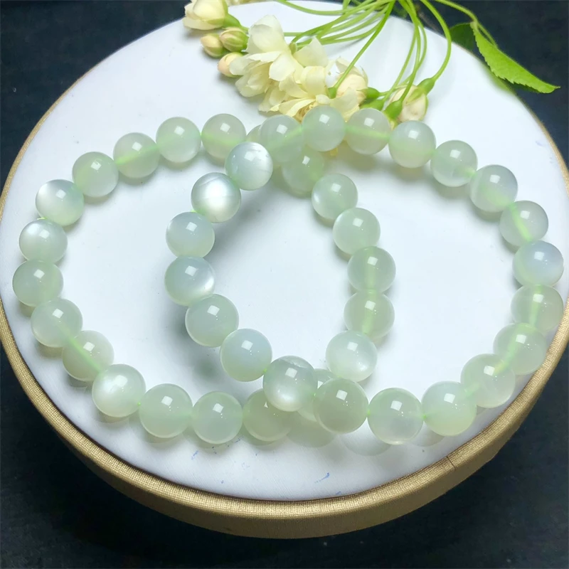 Natural Green Moon Stone Bracelet Women Healing Gemstone Crystal Strand Bangles Lovers Jewelry Gift 1PCS 8/9/11/12mm