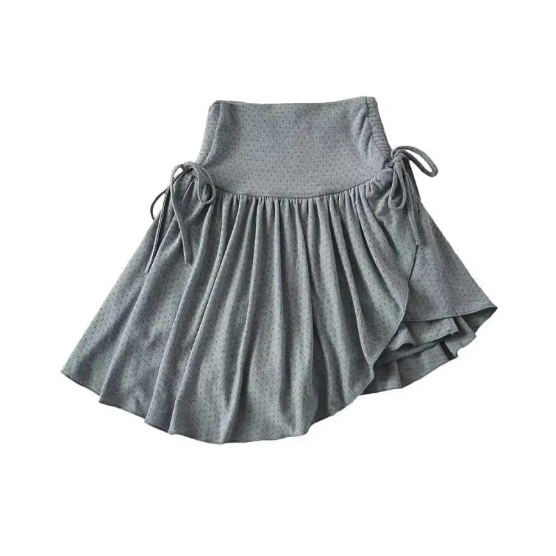 Sexy Girl Lolita Summer Patchwork Strap Irregular Solid Color Fashion Elegant Casual A-line Pleated Half Skirt Women's Clothing