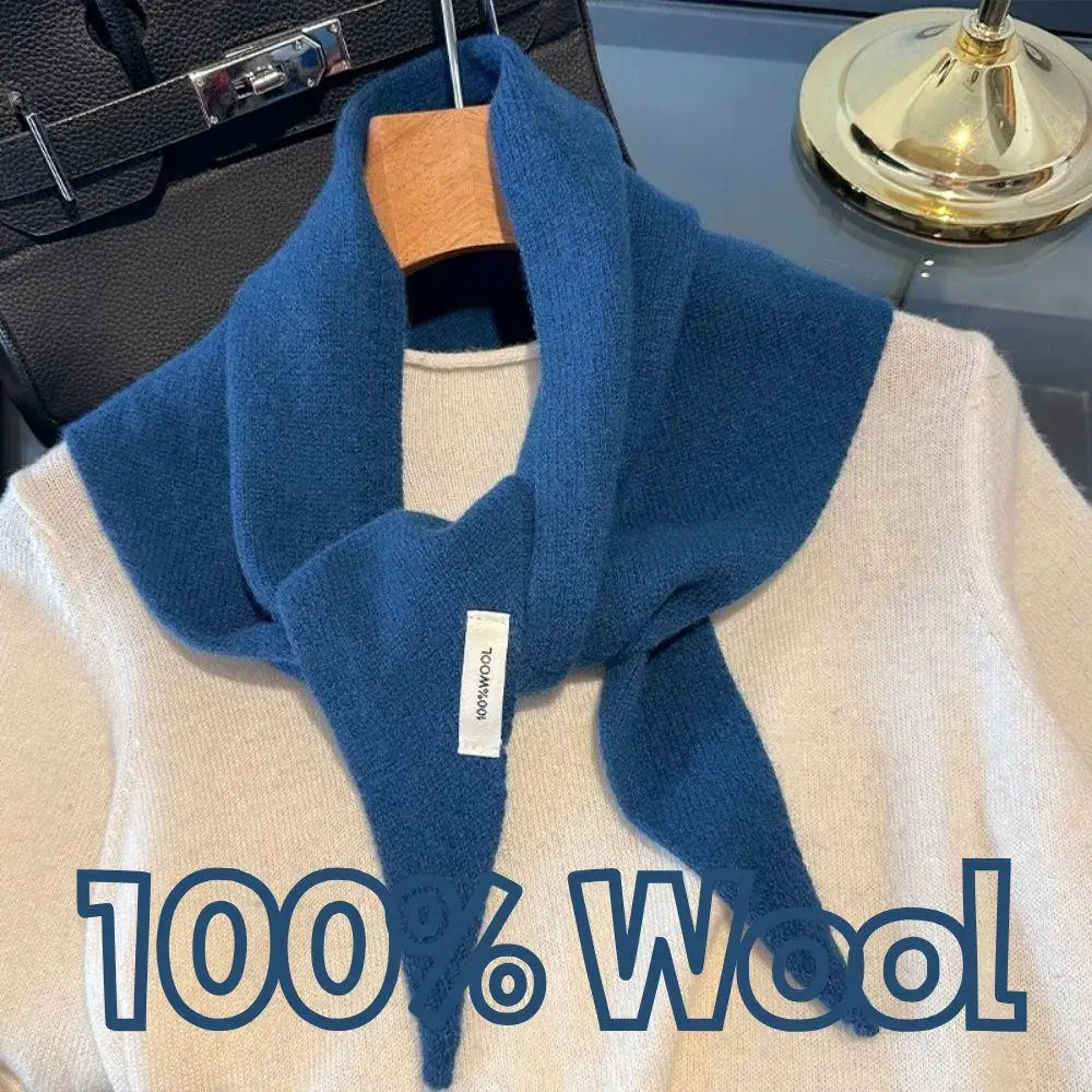 100% الصوف الكورية نمط محبوك الثلاثي وشاح المرأة شتاء دافئ الحجاب شال متعدد الوظائف منديل الحجاب #3