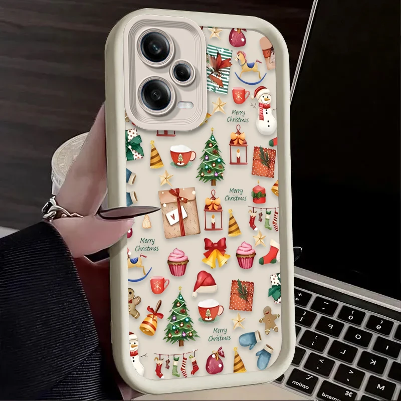 Caso de telefone padrão de natal dos desenhos animados para xiaomi redmi nota 13 14 12 11 pro plus 5g 14S 12S 11S 10S 10 9 redmi 14c 13c 12c 12 4g