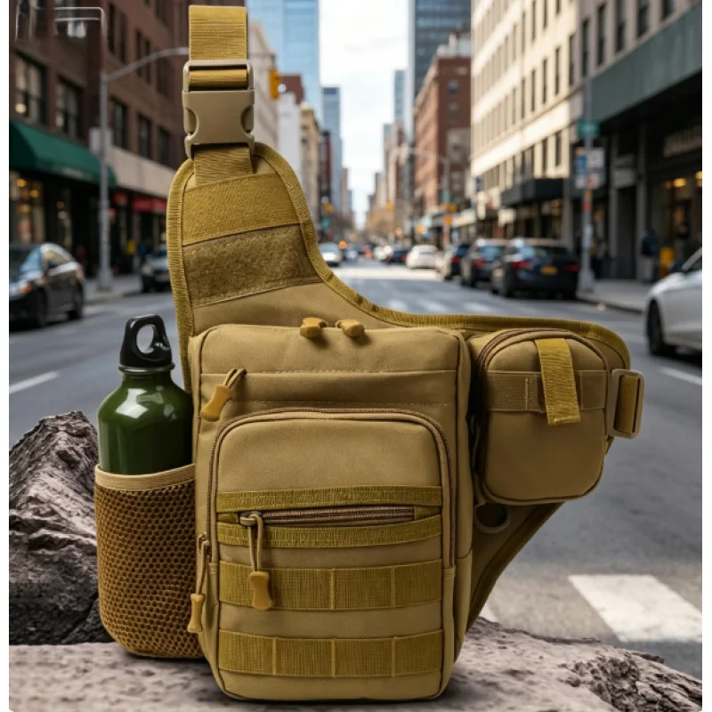 

Tactical Molle Crossbody Chest Bag, Waist Fanny Pack for Men Outdoor Camping Cycling Hiking Fishing Travel