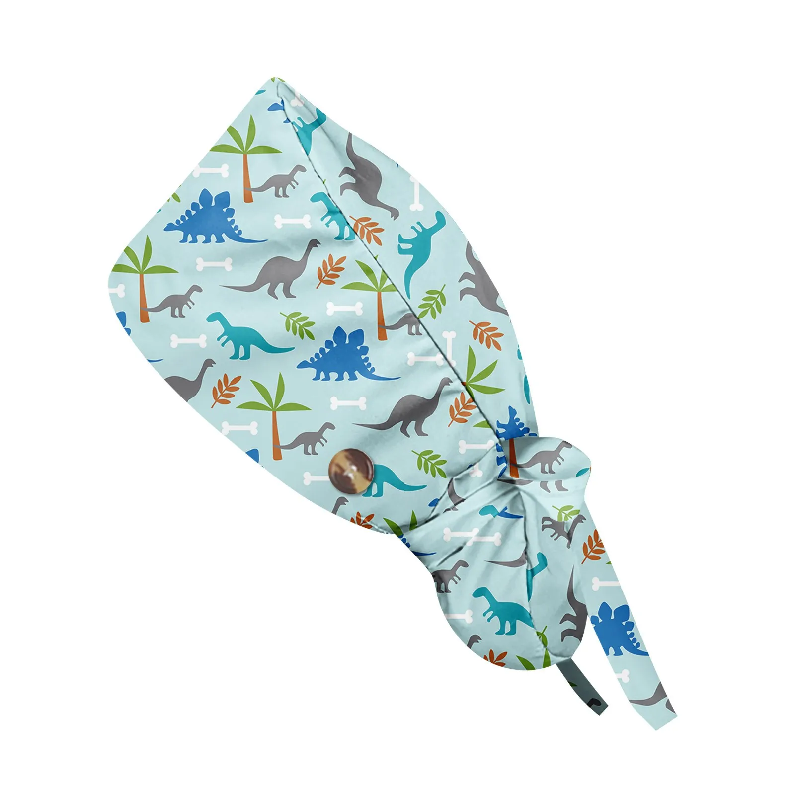 Dinosaur Printing Scrub Caps para cabelos longos, Odontologia Chapéus, Hospital Work Hat, Pet Clinic Nurse Caps, bonito chapéu de laboratório, atacado