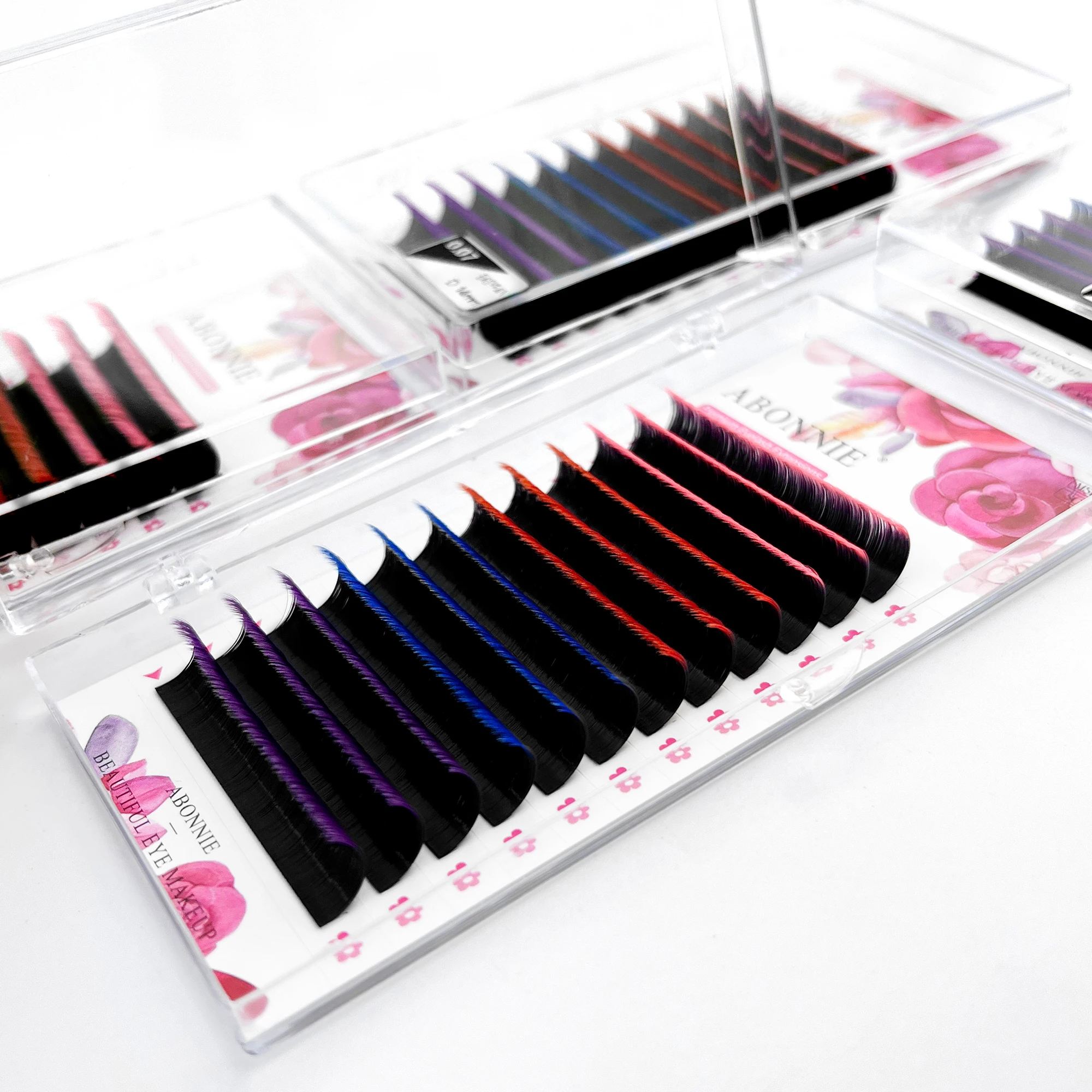 Abonnie 4Colors Easy Fan Lashes Extensions Ombre Colored Eyelashes Auto Fanning Blooming Eyelash Volume Fans