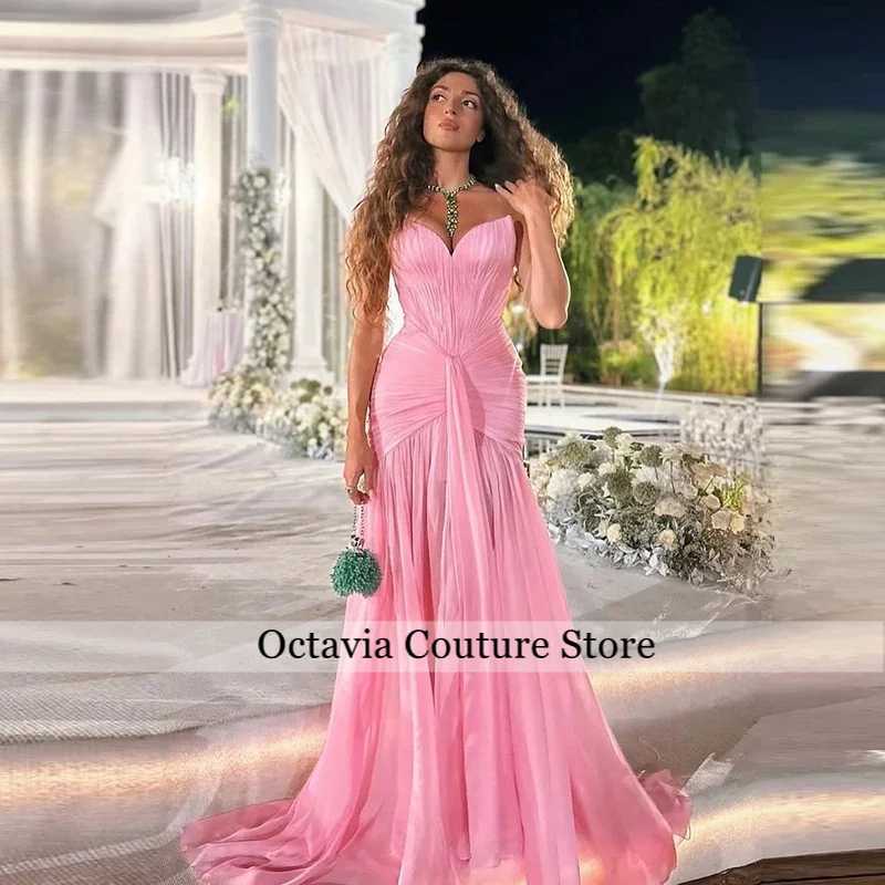 

Chiffon Mermaid 2025 Prom Dress Sleeveless Sweetheart Ruched Evening Dress Long Formal Gown Robe De Soirée Customized