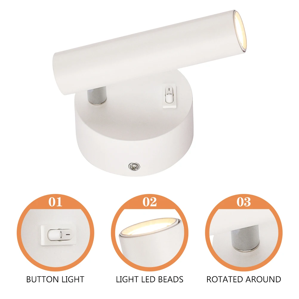 

1 Set Simple Wall-Mounted Bedside Durable One-Head Light For Room Decor Modern Indoor Wall Light Fill-In Lamp Craft Wall Lamp