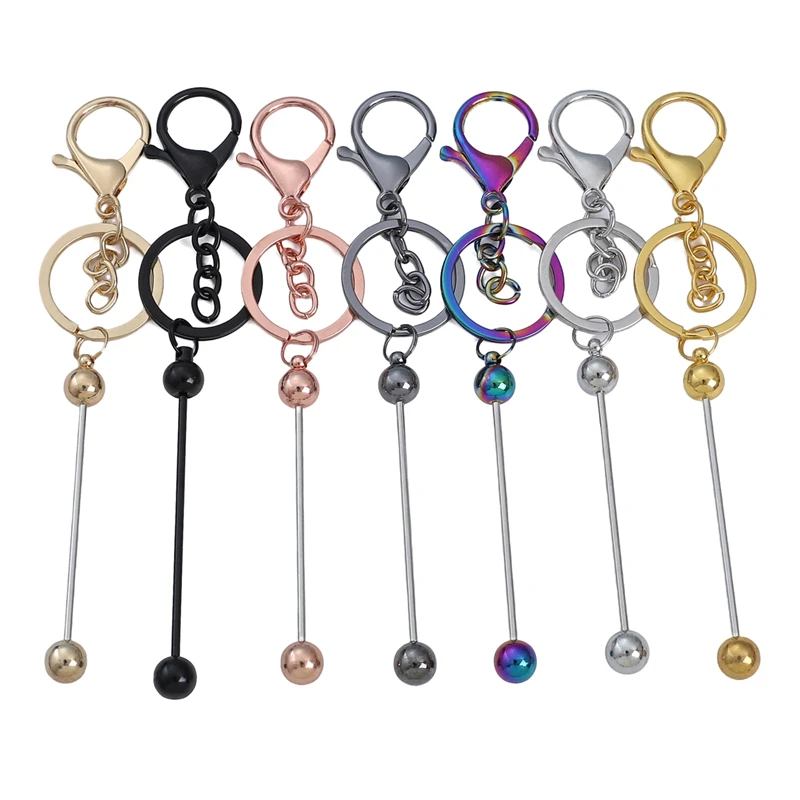 

1set Wholesale Metal Keyring Bead Lobster Claw Clasp KeyChain DIY Large Hole Bead For Jewelry Making Car Keychain Bag Decoration