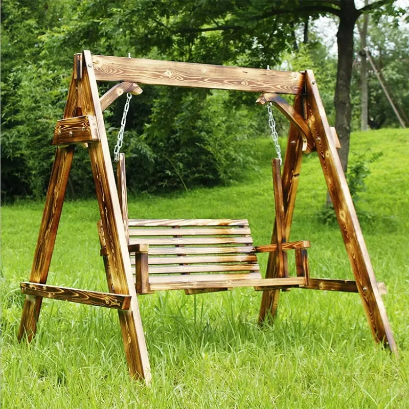 Cheap Luxury Holiday Antique Garden Leisure 2 Seater Garden Swing Sets Hanging Wooden Swing Adults Outdoor Wooden Patio Swings