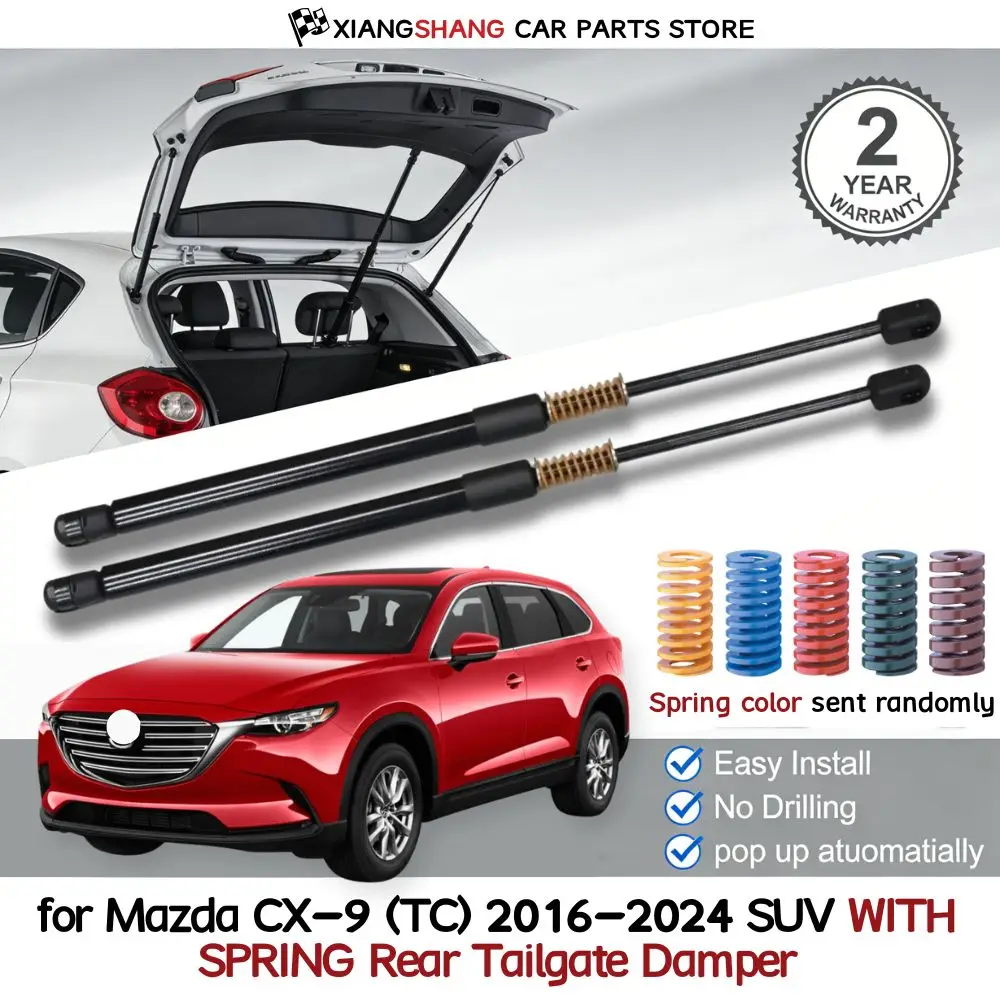 

2 шт. задних газовых амортизаторов с пружиной для Mazda CX-9 (TC) 2016-2024 SUV, автоматическое открывание, газовые пружины-амортизаторы для багажника