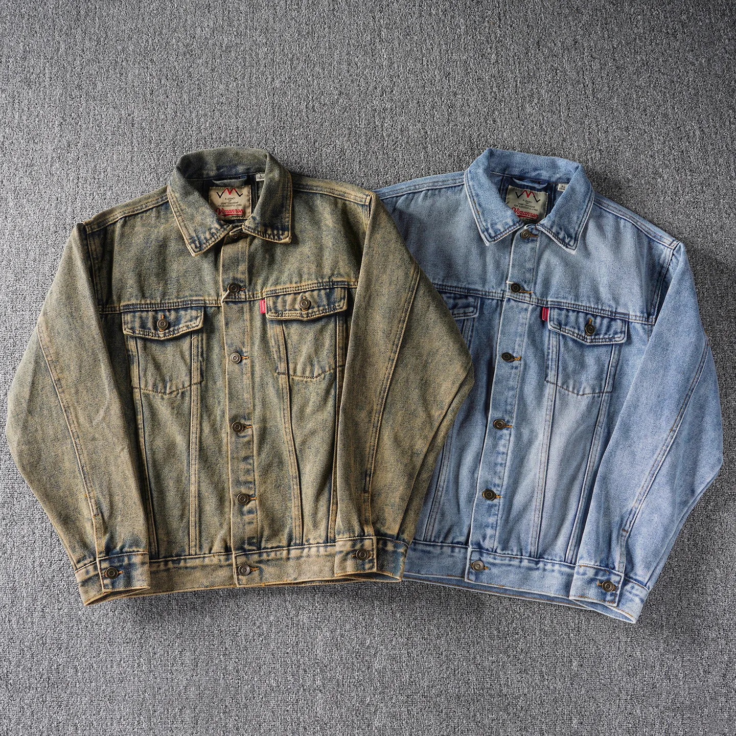 2026 Autumn New American Retro Heavyweight Denim Jacket Men's Fashion Multiple Pockets 100% Cotton Washed Loose Casual Outerwear