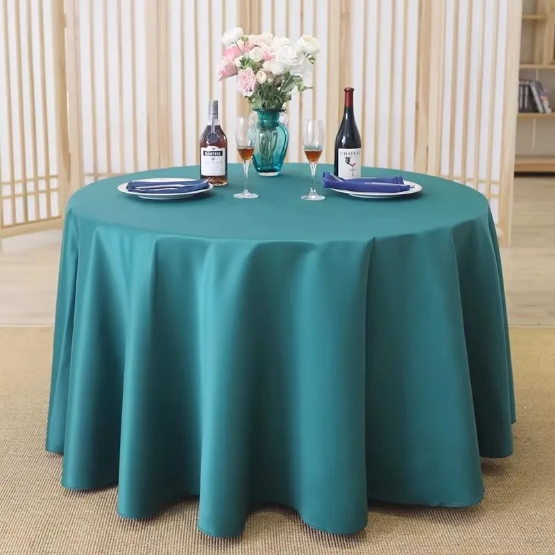 Customized High-End Double-Sided Satin Fabric round Tablecloth Thick Solid Color for Special Occasions