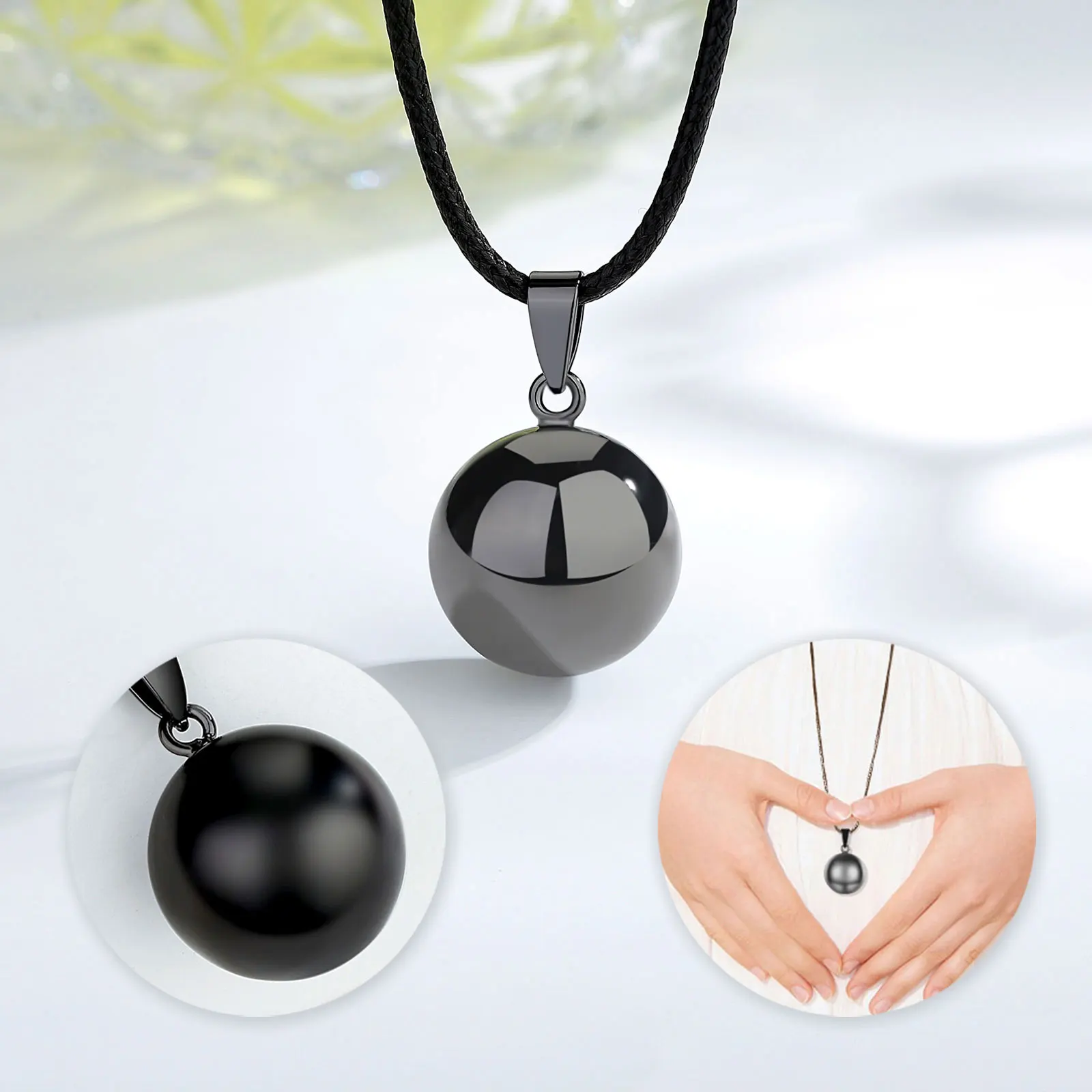 Eudora 20mm Harmony Ball BLACK GUN METAL Pendant Pregnancy Bola Angel Caller Baby Wishing Chime Ball Necklace Women Jewelry Gift