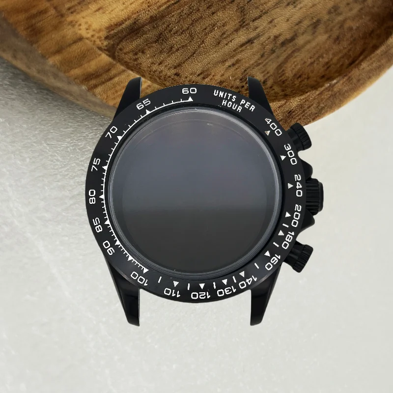 GMOGAR Multifunction Gold Balck Watch Case Sapphire Crystal Bracelet Endlink for Daytona VK63 Movement Ceramic Parts 29.5mm Dial