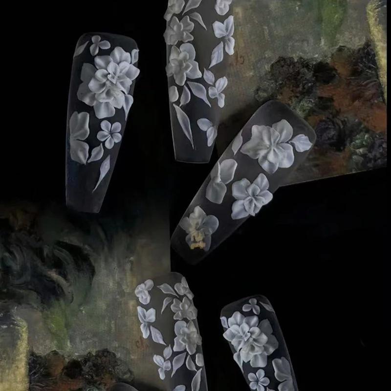 3D Mold Silicone Nail Art Decorations DIY Flower Design Templates Mold For Nails Jewelry Crafts Transparent Nails Mold Tool