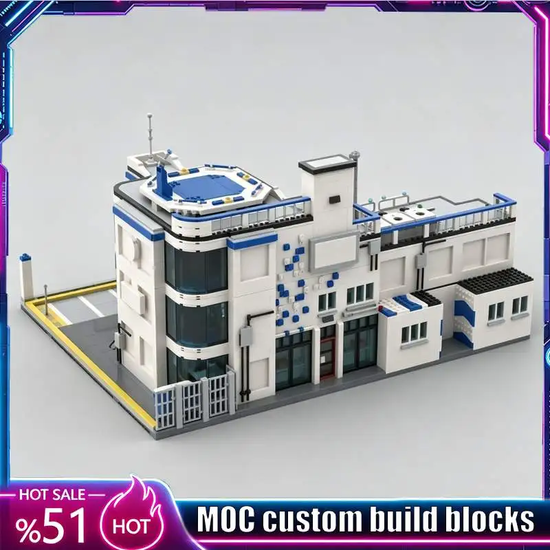 5919PCS Police Station MOC Model Custom Puzzle Architecture DIY Assembly Creative Blocks Educational Toy Special Display Gifta