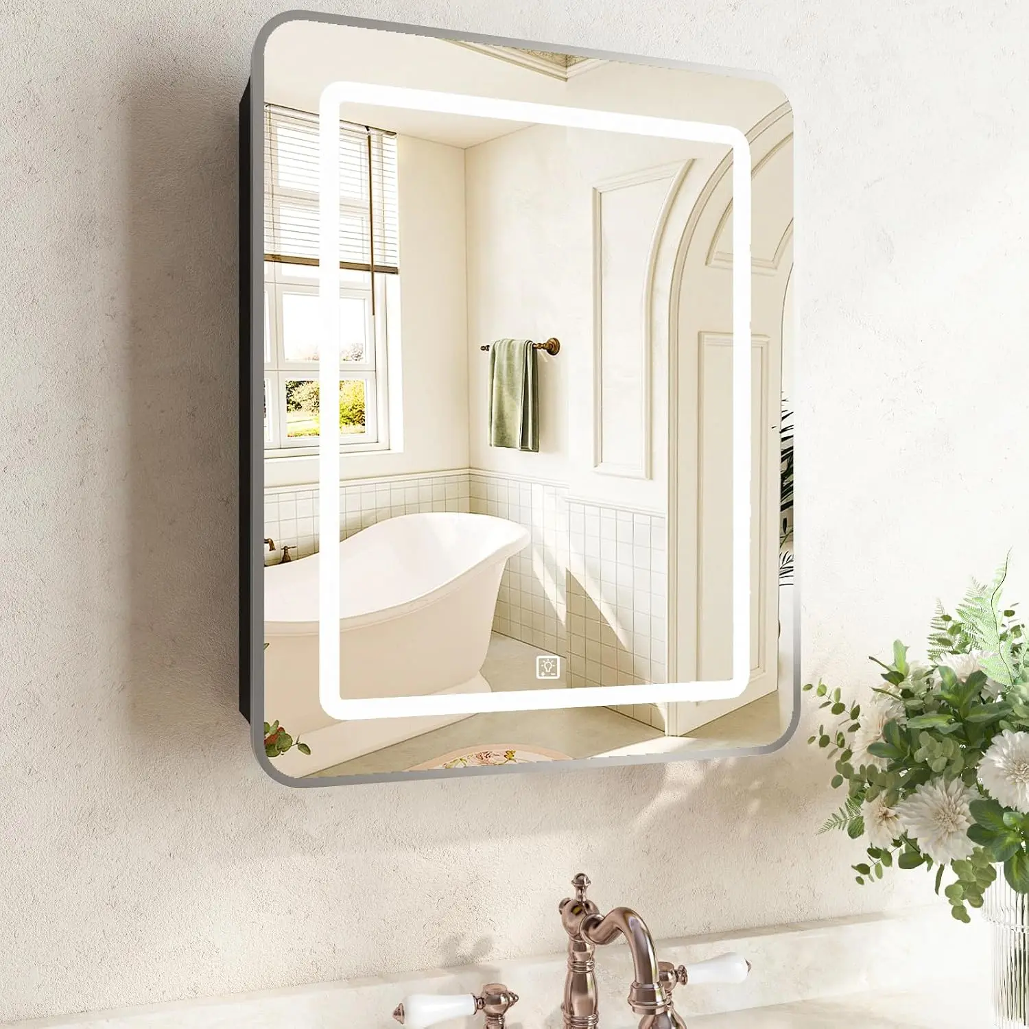 24 x 30 Inch LED Medicine Cabinet with Mirror, Recessed or Surface Mount, Soft Close Hinges, Adjustable Shelves,, Customized