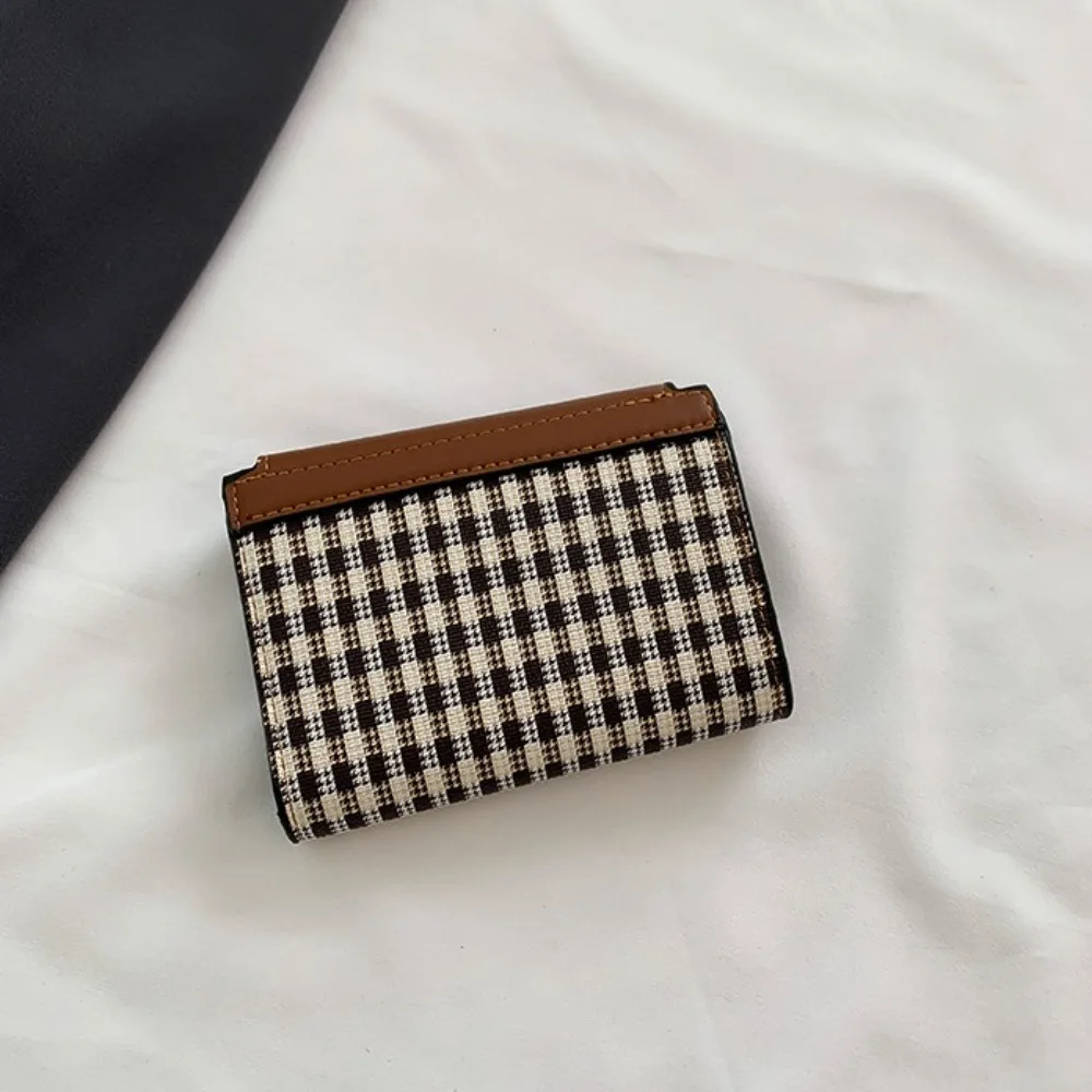 Mini sac à cartes en PU pour les abonnés, porte-cartes décontracté, porte-cartes en tartan, poche pour documents, mode ins, fille