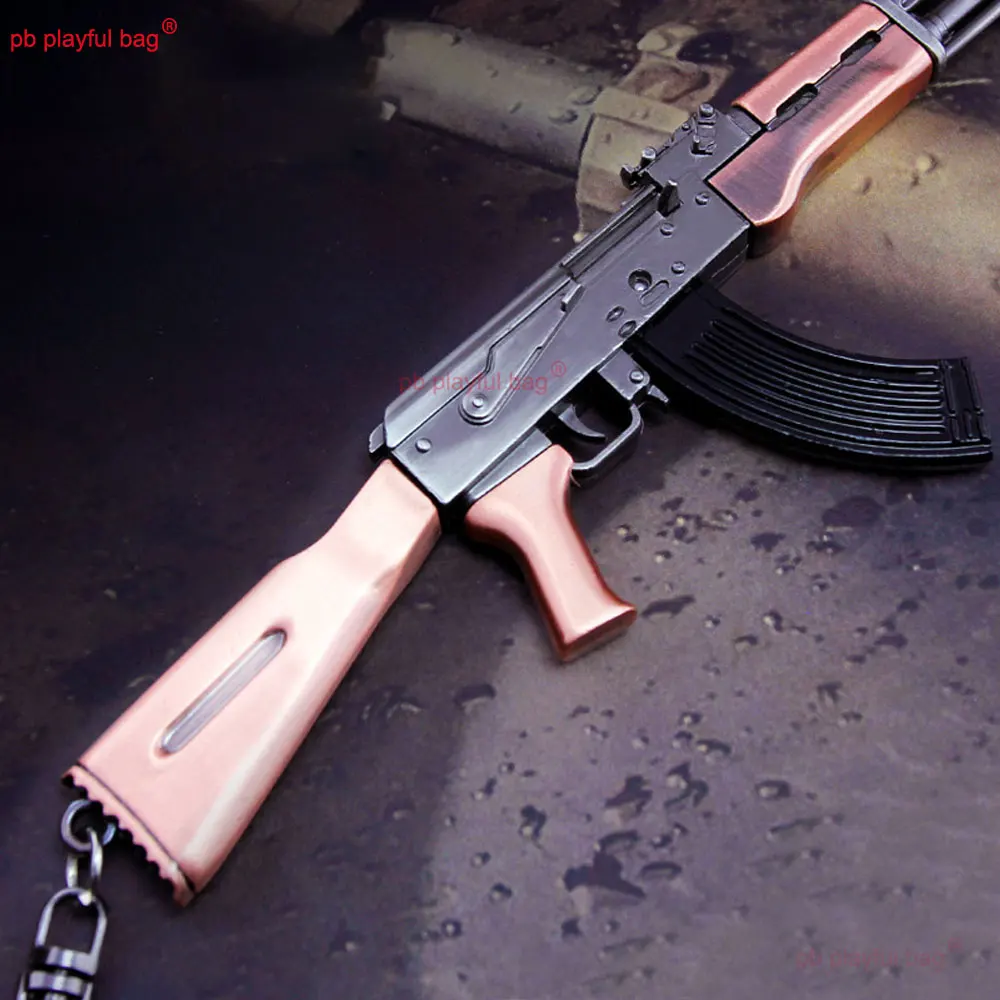 21cm metalowy pistolet zabawkowy AKM broń Model brelok do kluczy gra peryferyjna ozdoba domu figurki dzieci prezenty świąteczne HG367