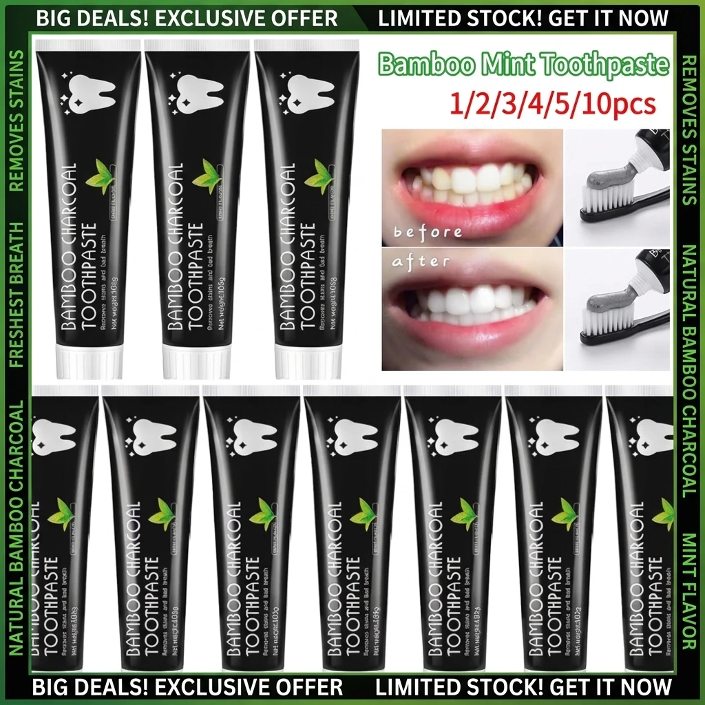 Bamboo Charcoal Mint Flavor Oral Hygiene Cleaning Remove Tooth Stains Teeth Whitening Black Toothpaste Fresh Breath Teeth