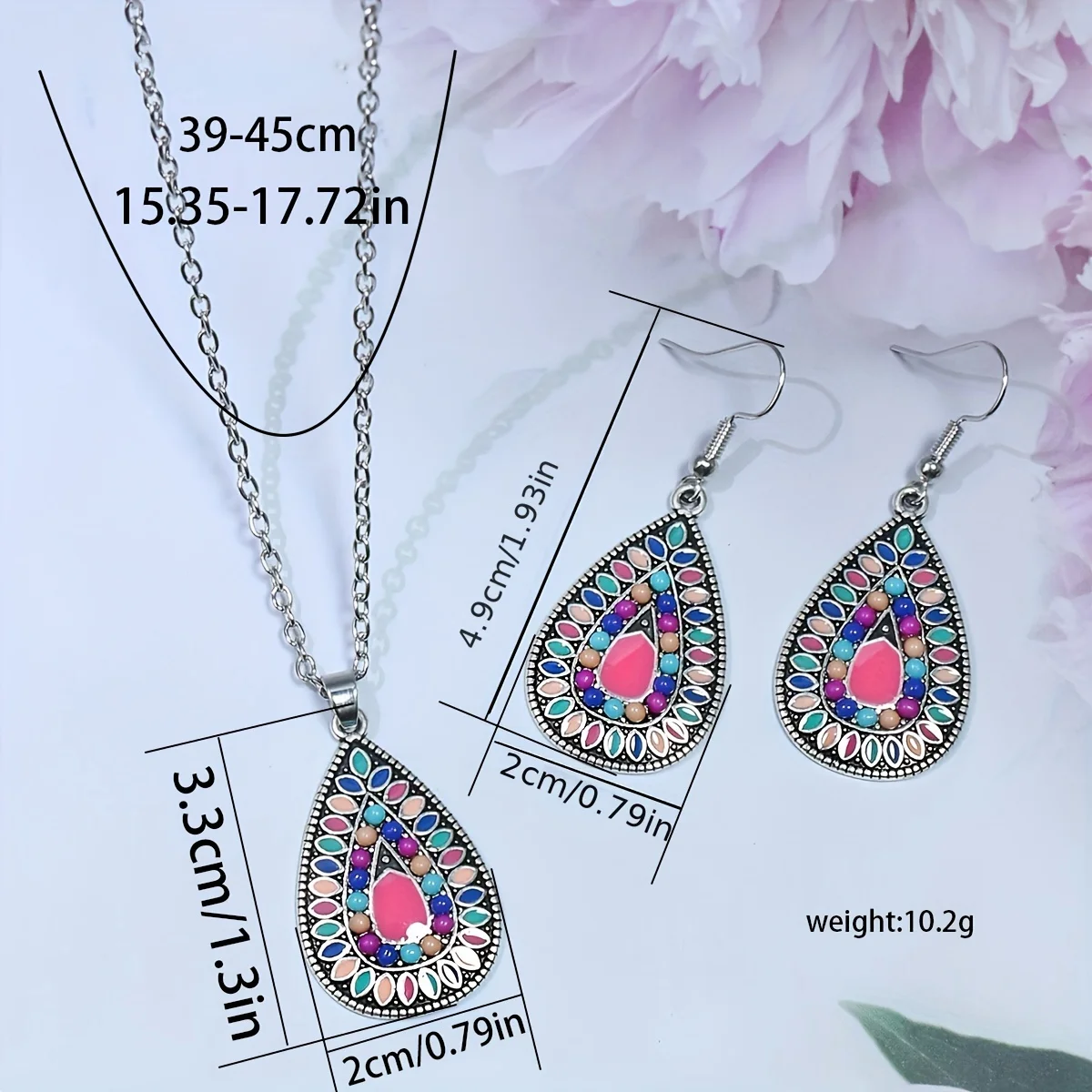 Ensemble de bijoux Boho en forme de goutte d'eau, collier et boucles d'oreilles élégants, 3 pièces/ensemble