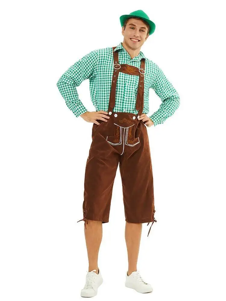 هالوين تأثيري الألمانية ميونيخ الرجال مهرجان البيرة زي منقوشة قميص وزرة البيرة مرحلة الأداء شركة #2