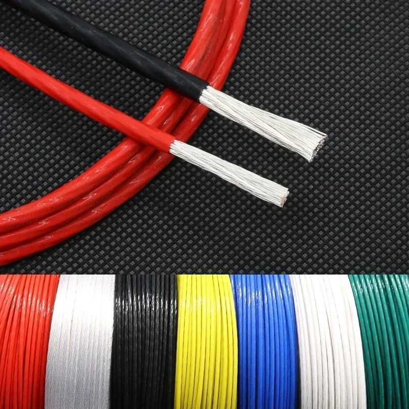 1/5M 10/11/13/14/15/18/20/22/24/26/28/30 AWG Silver Plated FEP Wire High Purity OFC Copper Cable For 3D Printer DIY