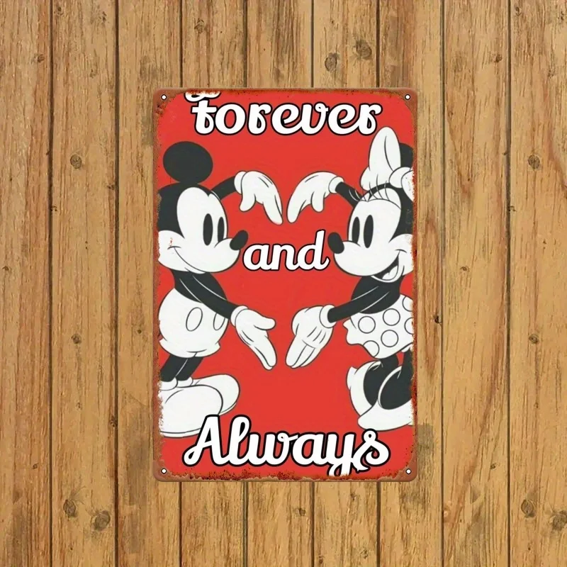 قطعة واحدة من صورة صفيح "ميكي ماوس وميني الحب الأبدي" - مثالية لغرفة المعيشة والمقهى والبار والدراسة، 30.48 × 2 #4
