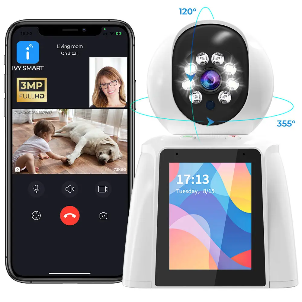 

3MP HD Two-Way Visual Video Intercom Call AI Recognition PIR Night Vision Smart WIFI Baby Monitor Camera Wireless