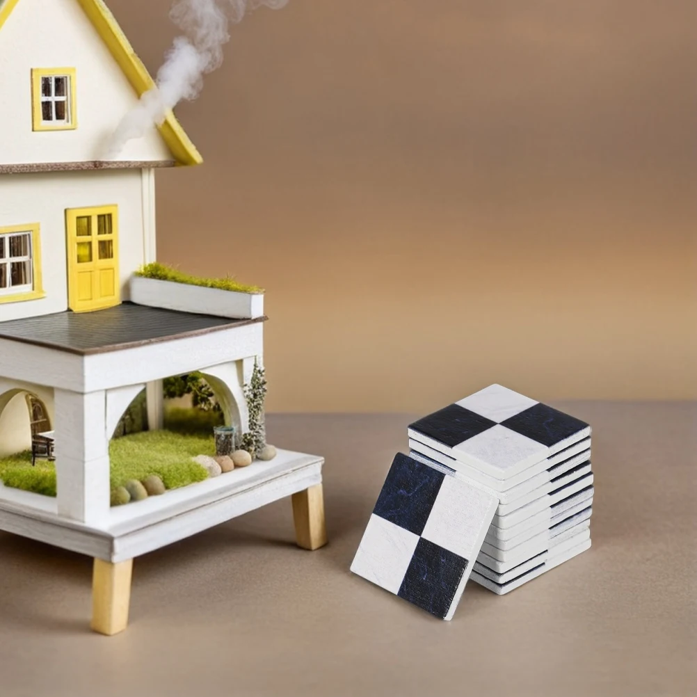 

54 шт., имитация деревянной напольной плитки, реалистичная текстура, прочные мини-шахматные напольные листы для кукольного домика, украшение своими руками