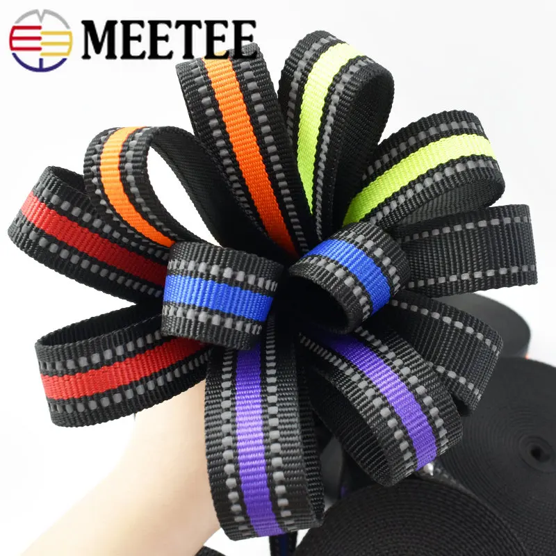 2/4M 15/20/25mm Reflective Webbing Tape Polyester Ribbon For Bag Strap Clothes Backpack Bias Binding DIY Belt Sewing Accessories