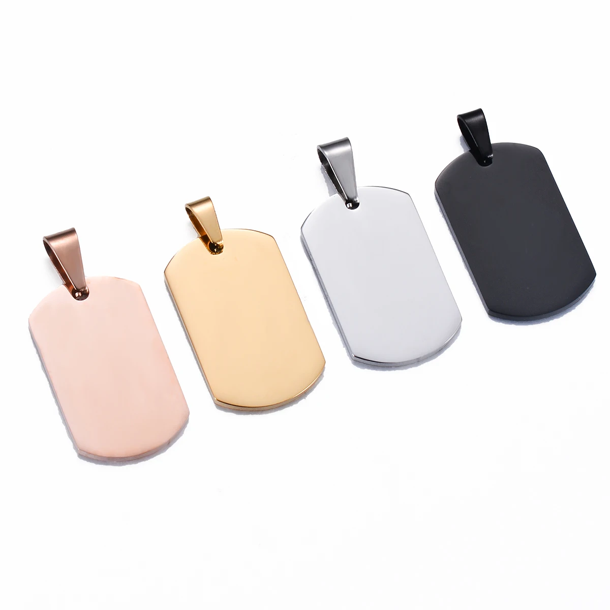 18x30mm Small Military Army ID Wholesale 4 Colors Stainless Steel Name Blank Dog Tags Pendant Rectangle Necklace Jewelry