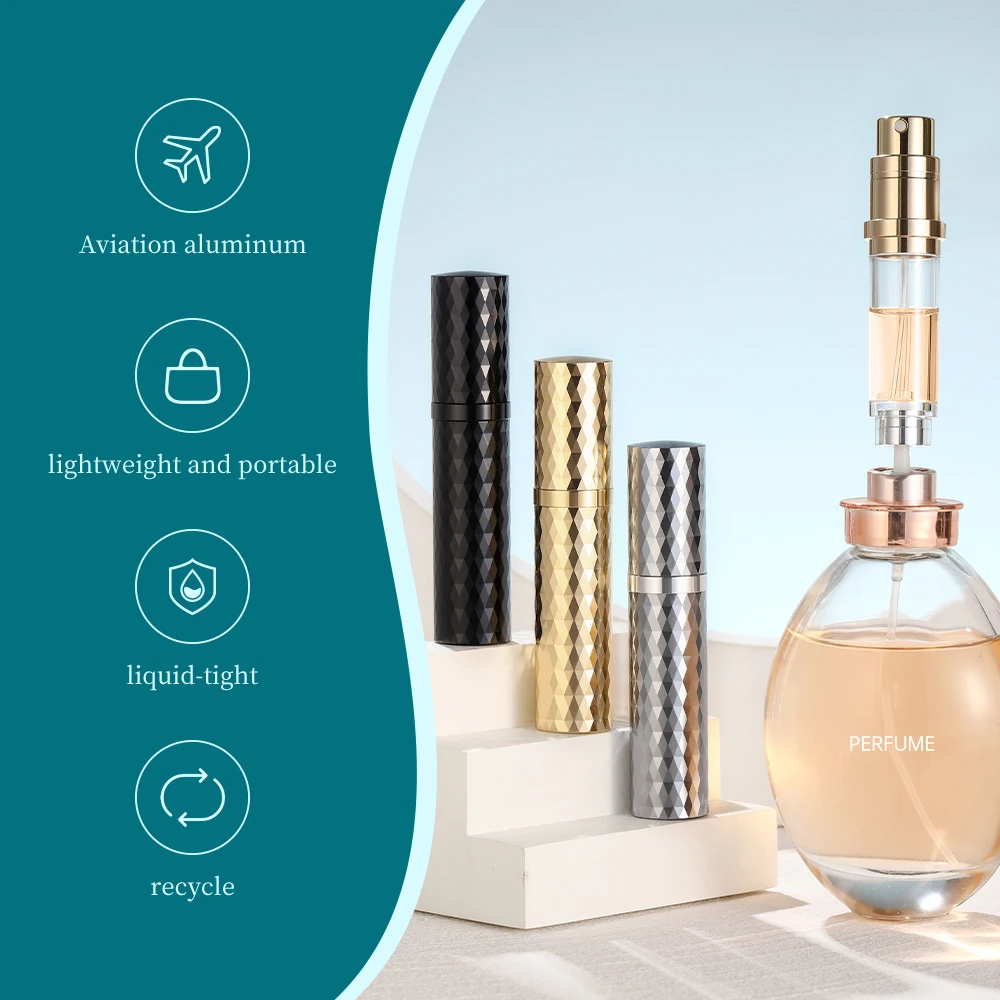 Luxury Mini Refillable Perfume Bottle 5ml, Premium Bottom Fill Atomizer, 1 Pc Gift