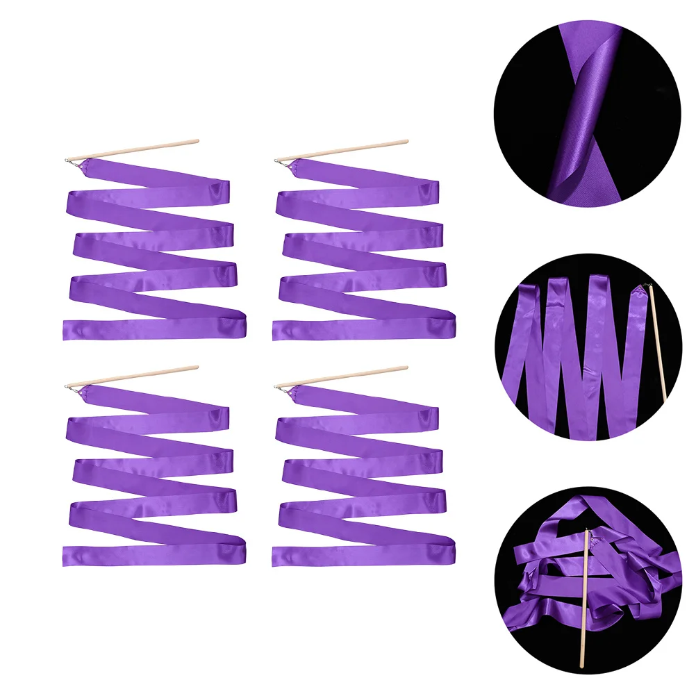 

4Pcs Colorful Rhythmic Ribbons Perfect for Kids Dancing Gymnastics Ribbons Performance Dance Streamers Rhythmic Ribbon