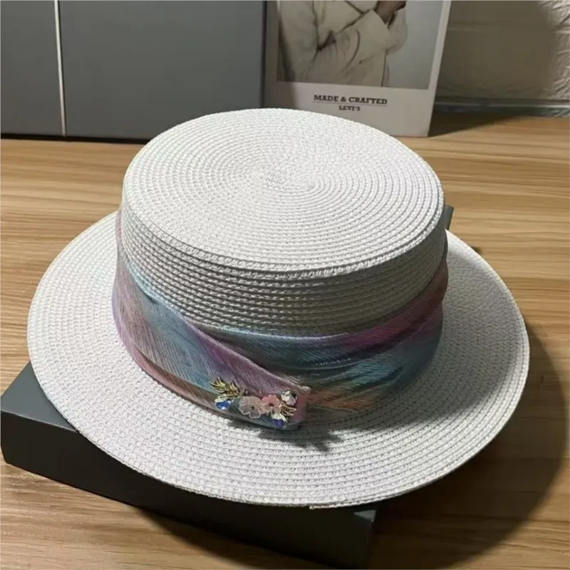 

Fashionable and elegant woven decoration versatile casual hat outdoor travel sunshade artistic