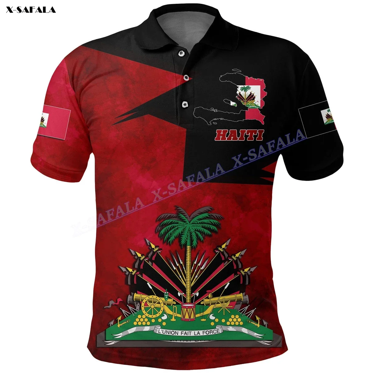 1964 Haiti Flag Coat Of Arms 3D Printed Men Women Thin Polo Shirt Collar Short Sleeve Street Wear Casual Tee