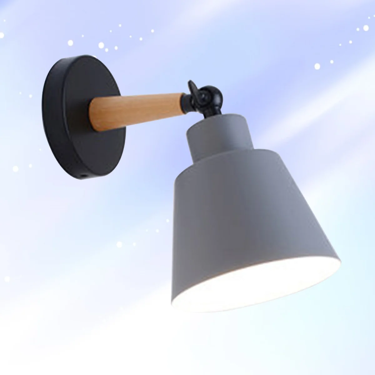 

5W E27 Nordic Style Grey Solid Wood Metal Wall Lamp Corridor Lighting Indoor Bedroom Hotel Hallway Bedside Lamp Decorative