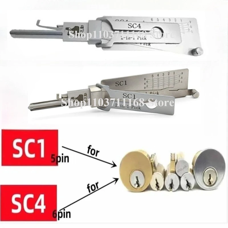 1 قطعة LiShi 2 في 1 SC1 SC4 أدوات اليد المدنية اليد المهنية لقياس ماستر اختيار و فك لأداة اختيار قفل Schlage