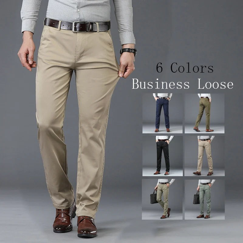 6 Colors Men\'s Classic Four Seasons Casual Pants Business Loose Straight Casual Anti-wrinkle Brand Clothing Formal Trousers