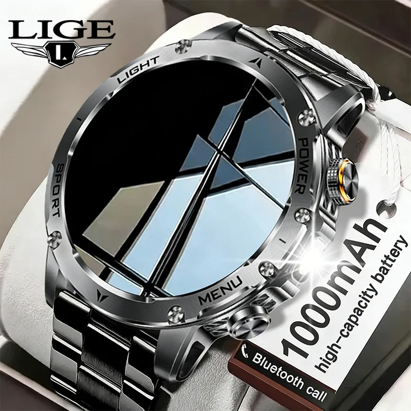 2026 New GPS Outdoor Sports Smart Watch Men AMOLED Screen LED Flashlight Heart rate Waterproof Bluetooth Call 1000mAh SmartWatch