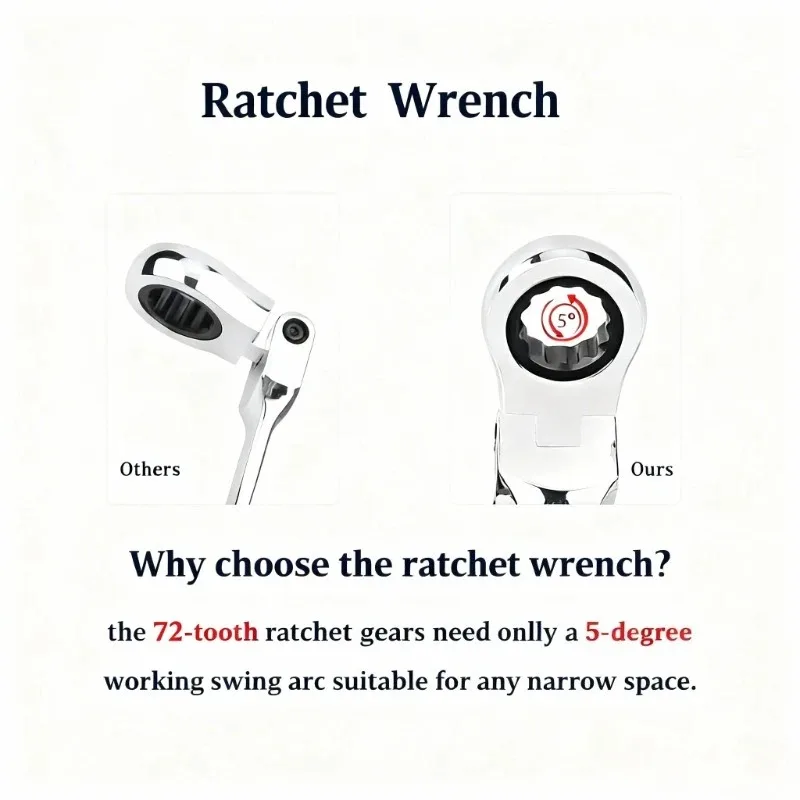 Ratchet Combination Wrench Set 6-32mm Gear Ring Ratcheting Combination Wrench Kit Metric Flexible Head with Canvas Bag Tools Set view 5