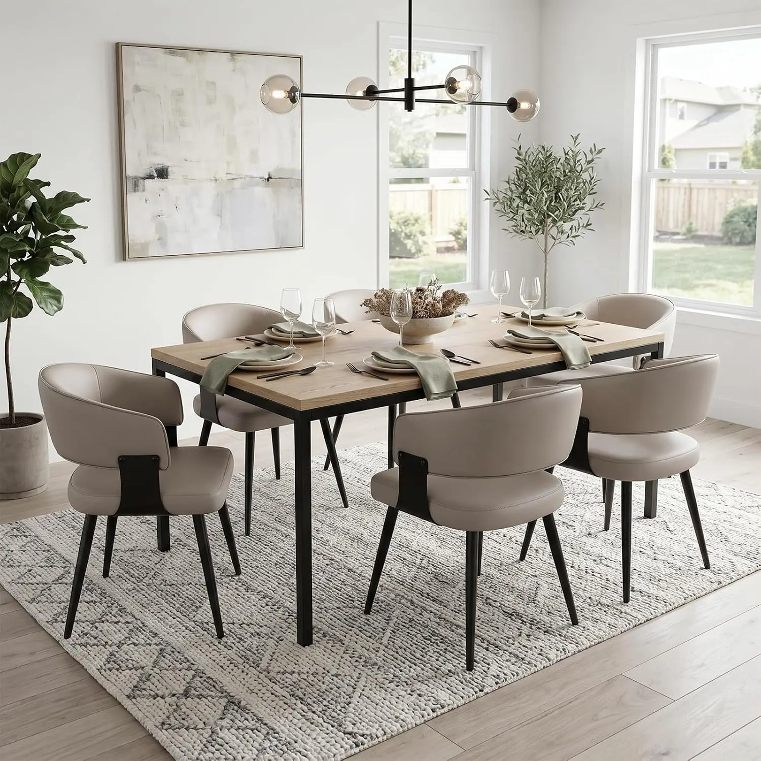 Dining Chairs Set of 6, Modern Faux Leather, Table sold separately 1