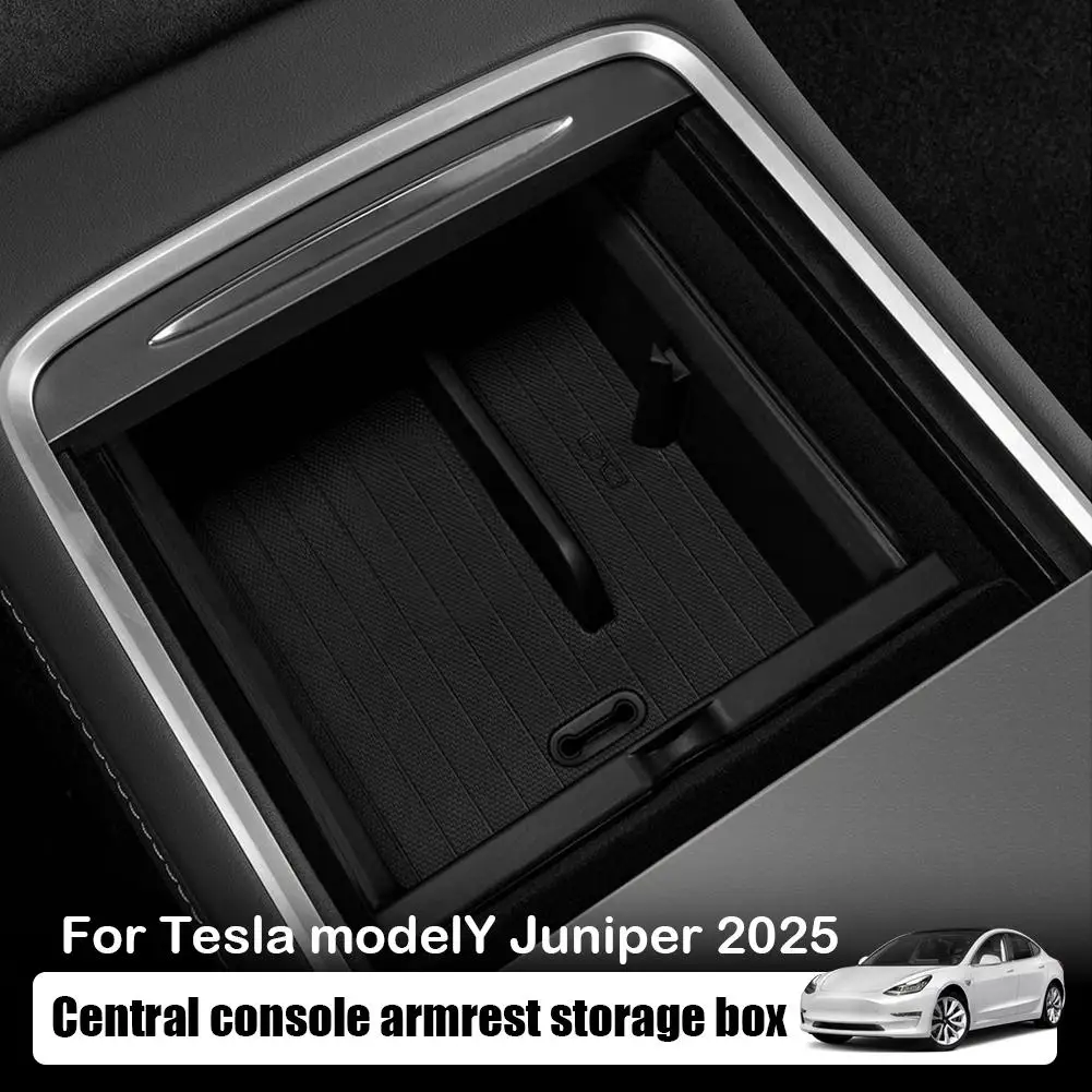 for Tesla Model Y 2025 Center Control Storage Organizer Box Mat Accessories Bottom Tray Interior Tray Armrest ModelY Junipe J8Z8 - Image 2