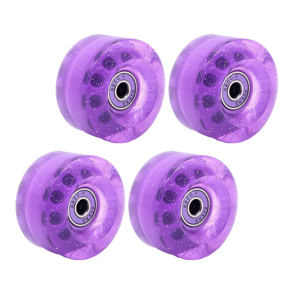 

4Pcs Roller Skates Wheels Transparent Decorative Outdoor Skating Replacement Glitter Performance Wheels for Rough Surfaces
